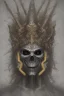 Placeholder: Realistic geometric shape anime black metal corpsepaint Slipknot mask god with golden crown