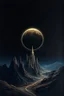 Placeholder: painting in the style of frazzetta, dark gothic moon eclipse fine art nouveau space moon crater deep space organic meteor dark sun spires 4k ultra HD background panorama sci fi photorealistic painting aesthetic beauty nature