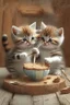 Placeholder: cute kittens eating cake with a wooden spoon