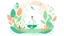 Placeholder: Create a Big and bold illustration with white background for a yoga and well-being website. Use a soothing color palette and depict a tranquil yoga scene with a yogi in several yoga poses surrounded by nature.