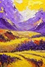 Placeholder: make an oil painting, abstract image of wonderful land ، purple , yellow