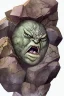 Placeholder: dnd, fantasy, watercolour, ilustration, dao, rock surface, earth elemental face, angry, greedy