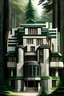 Placeholder: large beautiful art deco home in forest