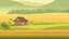 Placeholder: Rice field，Trees，Warm color palette，Animation，A lovely grasshopper