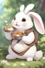 Placeholder: Cute chubby bunny floppy ears adventurer dnd cooking art realism