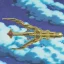 Placeholder: huge ornate spaceship made of brass flying through space