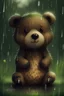Placeholder: Cute fluffy bear in rain