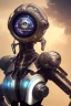 Placeholder: a beautiful full frame portrait digital painting of futuristic gaspunk robot, wide angle view, close-up, macro lens, centered camera, titanium accents, intricate details, small minutiae, tiny features, particulars, colorful, 8k, least ambient occlusion, volumetric lighting, volumetric clouds