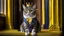 Placeholder: cat in a suit with a crown old castle