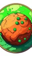 Placeholder: a minimalist cartoon mars planet for a top down view, 2D, asset shooter, video game , pixel art, transparent background