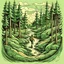 Placeholder: You decide to find your own way out of the forest, confident in your navigation skills. After a little while, you emerge from the trees and find yourself back at the edge of the forest; illustrations style