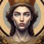 Placeholder: Oliver Barrett art style Portrait of Greek Mythology Goddess Athena " with white elegant old greek apparel and Laurel crown.extremely detailed face, ,perfectly centered image,intricate detail.dark hair, sharp dark eyes, bright blue lighting, sarcastic smile, sharp focus hair.