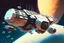 Placeholder: Spaceship, Over Planet, Modern Spaceship, Blocky, distant Space station, mothership,