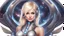 Placeholder: beautiful luminous galactic metallic sexy blond girl realistic full thin body smiling big galactic wings spaceship ufo Lotus posture frontal
