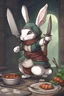 Placeholder: rogue bunny with cooking knife dnd art