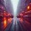 Placeholder: Cyberpunk street view in night , paris , rain, ground reflection