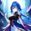 Placeholder: Girl, blue hair, Purple eyes, dark mori