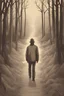 Placeholder: middle-edged man walking on path - illustration