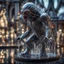 Placeholder: giger escher vampire ogre araknid sculpture in transparent murano glass beeing sprinkled by fountain,bokeh like f/0.8, tilt-shift lens 8k, high detail, smooth render, down-light, unreal engine,bokeh like f/0.8, tilt-shift lens 8k, high detail, smooth render, down-light, unreal engine