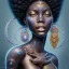 Placeholder: Portrait of black woman psychedelic, smiling, sango fantasy, fantasy magic, intricate, sharp focus, illustration, lot's of grain on the skin, tribal tatoos,highly detailed, digital painting, concept art, matte, masterpiece, one head, high key lighting, volumetric light high details psychedelic background