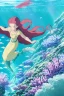 Placeholder: Underwater scene, a cute mermaid with pink hair and shimmering tail, rock, calm water, fish, beautiful colors, fine detail, high quality, seashell, octopus, mystical