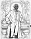 Placeholder: Outline art for coloring pages with George Washington carver, white background, sketch style, only use black outline, white background, no shadows and well and clear outline