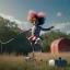 Placeholder: Ultra realistic circus scene. Sweet hair monster jumping. Child’s, night, smooth color, waist up view, Wes Anderson style, dark ambient, highly detailed, concept art, unreal engine 5, god rays, ray tracing, RTX, lumen lighting, ultra detail, volumetric lighting, 3d, finely drawn, high definition, high resolution.