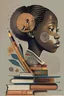 Placeholder: Create an image that emphasizes the importance of education and knowledge in African American and Pan-African communities. Use graphic elements such as books, pencils, and other academic symbols to convey a sense of intellectual curiosity and growth.