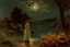 Placeholder: Night, clouds, flowers, rocks, mountains, trees, sci-fi, rodolphe wytsman and alfred stevens impressionism paintings