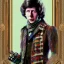 Placeholder: slenderman as tom baker fourth doctor who wearing scarf silence tobacco pipe knighted by queen