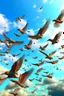 Placeholder: Generate an image of beautiful birds flying on the sky