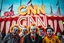 Placeholder: a group of clowns in front of the circus with a CNN logo