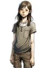 Placeholder: tom-boy girl of 13 years, realistic style, very thin body, long arm, salopette dress, total body