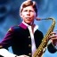 Placeholder: Ron howard from happy days playing the saxophone, his eyes are closed, rock band