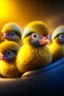 Placeholder: portrait of newly hatched chickens with helmets in a car race, high speed, motion blur, smoke, 4k, downlight, soft light, depth of field, photorealism, trending on art station