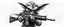 Placeholder: airbrush 3d with pen outline, mongrel goblin gremlin holding uzi, charcoal border