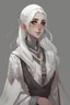 Placeholder: dnd, white girl changeling, white hair, in Arabic classic clothes, whitout yey