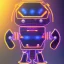 Placeholder: surprised robot neon black background