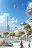 Placeholder: ville futuriste ultra moderne, ufos, rainbows,intergalactic city