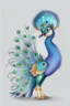 Placeholder: peacock avatar illustration on a white background, detailed, cute