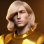 Placeholder: beautiful cosmic golden male, long hair, nice smiling, delicate colors, beautiful glamour galactic golden dress, ultra sharp focus, 8k, unreal engine 5, extremely sharp detail, light effect, soft light atmosphere of a spaceship, smooth, full of details, face in front, complete vision of face and body