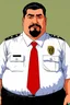 Placeholder: Crée le portrait d un agent de sécurité. Il est obèse. Il porte une chemise blanche sale trop petite pour lui et une cravate rouge. Il a les cheveux noirs. Il n a pas de barbe. Son hygiène est déplorable.