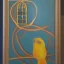 Placeholder:  bird in golden cage painting crayon