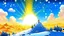 Placeholder: fantasy cartoon style: Once upon a snowy hill. The sun is high i, the sky, it's high noon, and the snow sparkled like a million tiny magical diamonds.