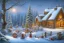 Placeholder: Christmas cabin river mountain