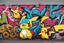 Placeholder: a graffiti mural wall with the word cell pokemon style