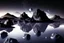 Placeholder: Grey Exoplanet in the hotizon, rocks, Night, lagoon reflection, sci-fi, epic