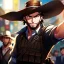 Placeholder: Clear Focus High resolution, Bearded, gunslinger, short brown hair, serious eyes,, serious