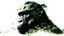 Placeholder: a surreal double exposure photograph depicting a silhouette a face of a gorilla and a dense jungle, background should be minimalist and white, hd ,utr, photogenics, hints of green luminescence