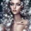 Placeholder: wonderfull brazilian woman, curves, platinum long hair, hair covering one eye, ultradetailed fine art photo of a brazilian , weet face portrait, snow flakes particles, 35 mm